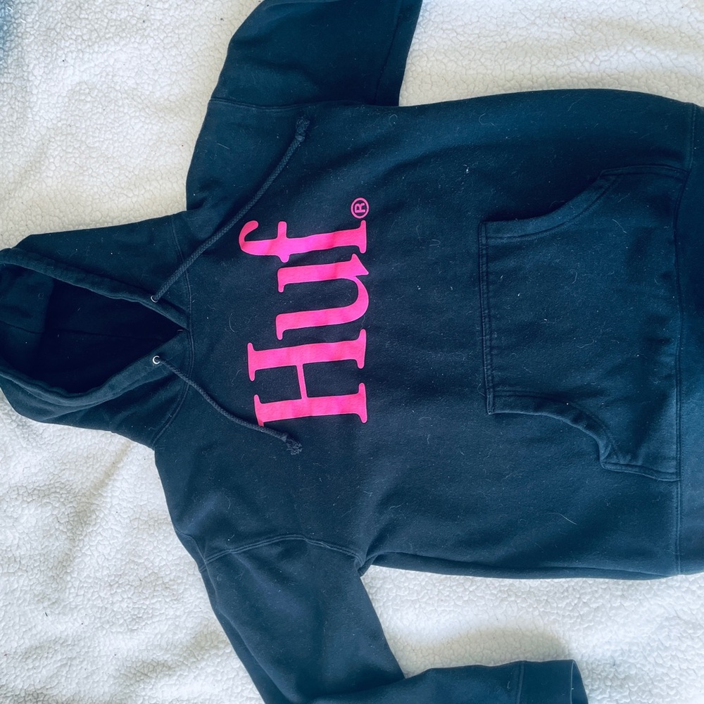 HUF Black Hoodie with Logo